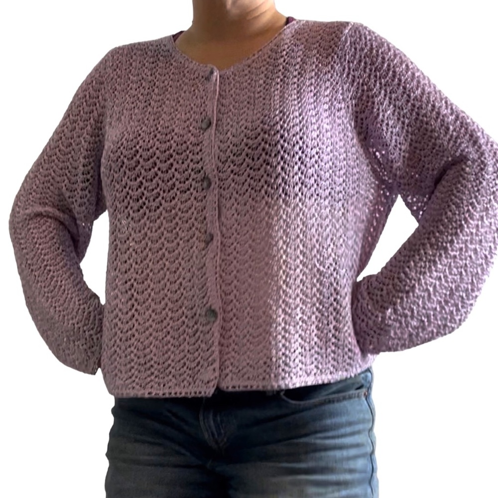 NWT Sigrid Olsen Lilac open knit cardigan - Size Misses XL - Picture 3 of 13